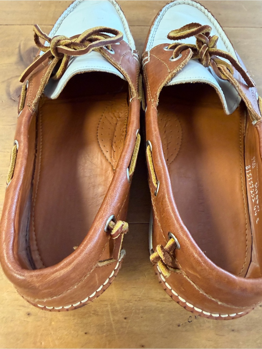Ralph Lauren Brown and White Leather Boat Shoes - Picture 3 of 7